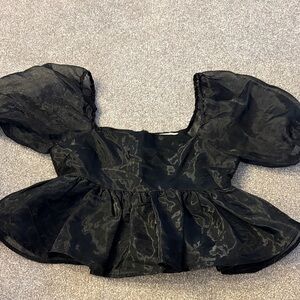 Altar'd State Black Puff Sleeve Blouse